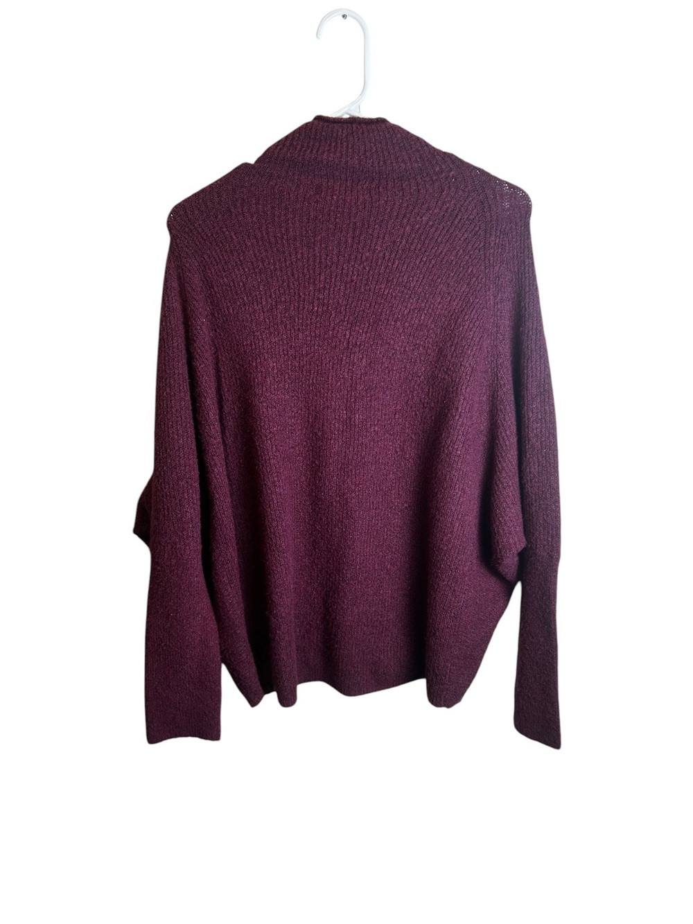 Lou & Grey Plum Burgundy Mock Neck Dolman Sleeve Sweater Size Med Oversized - Picture 3 of 4